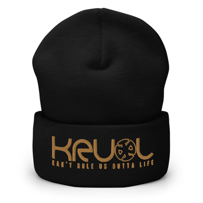 KRLMNTLTY 'Foundation' Cuffed Beanie in Black/Gold