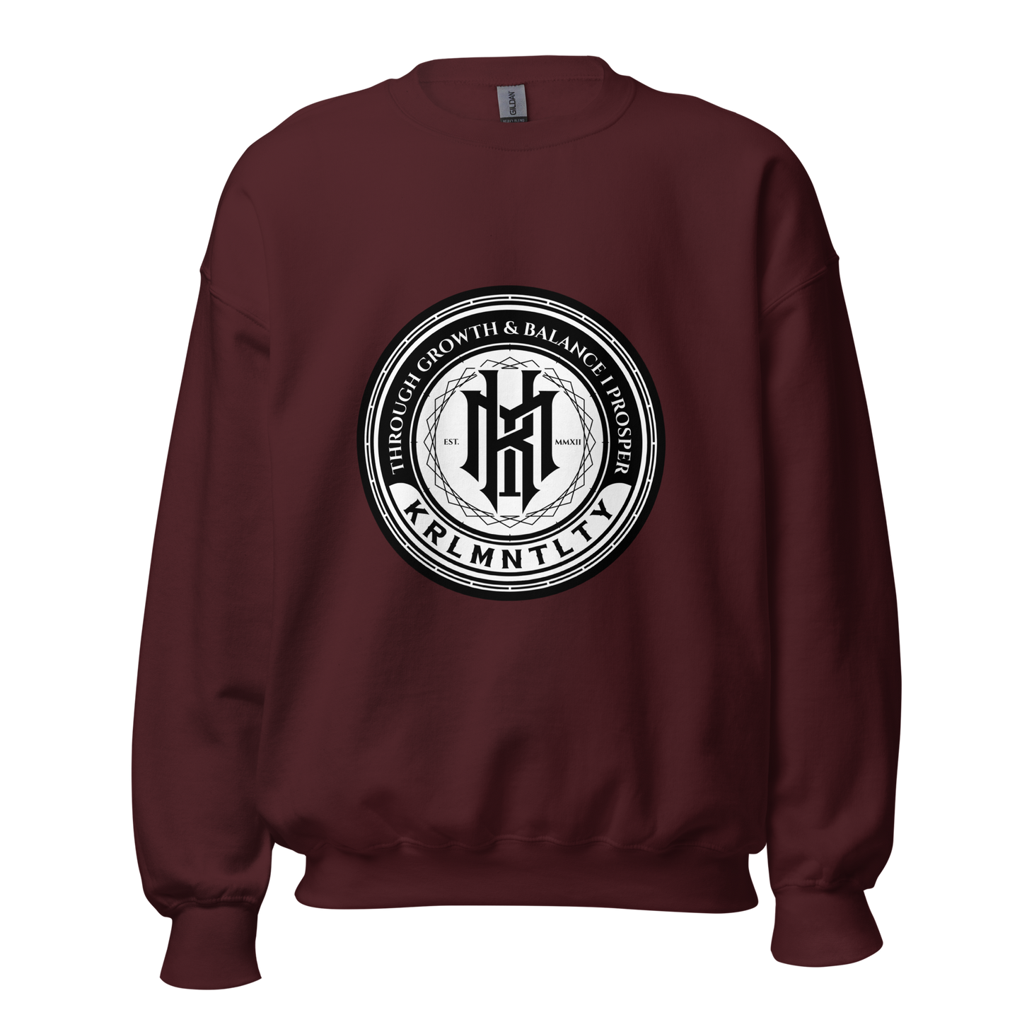 KRLMNTLTY 'Stamped' Crewneck in Maroon